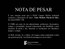 Nota de pesar - Luto Oficial de três dias