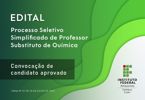 Processo Seletivo para professor substituto de Química.