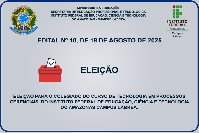 Edital Nº 10 Eleição para o colegiado do Curso de Tecnologia em Processos Gerenciais