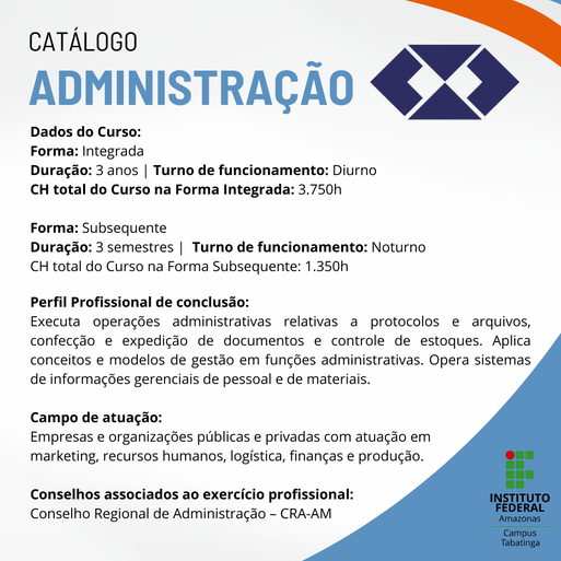 Catálogo - Curso Técnico em Administração