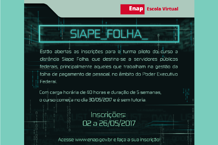 Inscrições abertas para curso a distância Siape Folha
