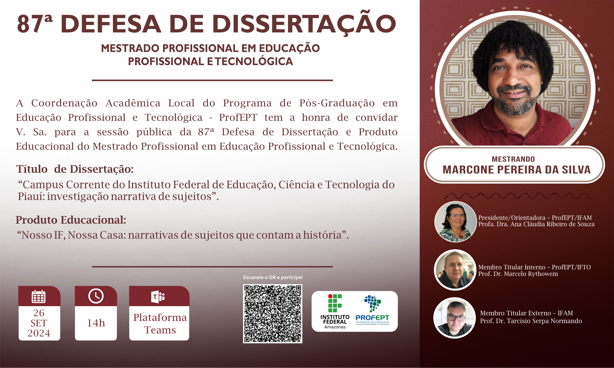  78ª Defesa de dissertação. Mestrado Profissional em Educação Profissional e Tecnológica 40ª Defesa de dissertação. Mestrado Profissional em Educação Profissional e Tecnológica